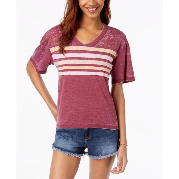 Ultra Flirt Womens Striped Football T-Shirt Size XL - Picture 2 of 2